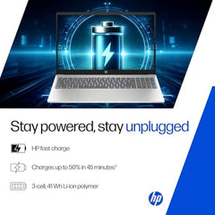 HP 15 Smartchoice, AMD Ryzen 3 7320U (8GB LPDDR5, 512GB SSD) FHD, Anti-Glare, Micro-Edge, 15.6''/39.6cm, Win11, M365 Basic(1yr)* Office24, Silver, 1.59kg, fc0500AU, FHD Camera w/Privacy Shutter Laptop