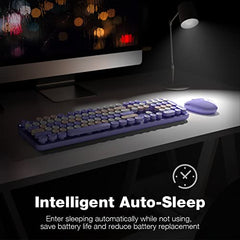 MOFII Wireless Keyboard and Mouse Combo, Full Size, 2.4GHz, Windows, Purple