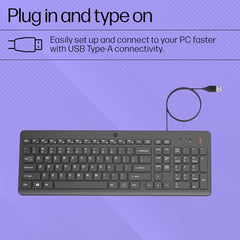 HP K100 Wired Keyboard, Quick, Comfy and Accurate, USB Plug & Play Setup,LED Indicators(7J4G1AA)
