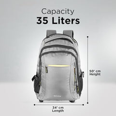 NOVEX 30L Pacific Laptop Trolley Bag with Spinner Wheels for Men & Women | 15.6 Inch Water Resistant 3 Compartments Backpack for Office, Business Trips & Travel | Black
