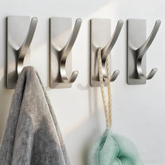 iSTAR Self Adhesive Wall Hook Heavy Duty Metal Stick-On Door Hanger Hook for Hanging Towel, Purse, Robe, Backpack, Jacket, Clothes, Bags - Wall Hooks Set for Bathroom & Kitchen (Pack of 4) (Rose Gold)