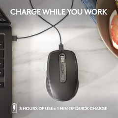 Logitech MX Anywhere 3S Compact Wireless Mouse with Free Adobe Subscription, Fast Scrolling, 8K DPI Any-Surface Tracking, Quiet Clicks, Programmable Buttons, USB C, Bluetooth - Graphite
