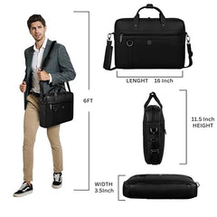 WildHorn Premium Leather Laptop Bag for Men | Handcrafted | Adjustable Shoulder Strap, Fits 15.6-Inch Laptop | Ideal for Office, Travel, Daily Use - 1 Year Warranty (WALNUT)