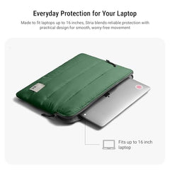 DailyObjects Large Stria Portable Laptop Sleeve | Durable Polyester |Compatible with Laptop/MacBook Air/Pro Upto 16 Inch |Lightweight Water Resistant Fabric |Padded Compartment with Zip Closure- Grey