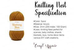 Craft Affair | Knitting Nest Acrylic Yarn (200 Meter, 100 Grams, 2mm) / Woolen Yarn/Acrylic Yarn for Knitting and Crocheting-Olive