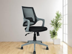 MRC Mono Ergonomic Office Chair (Mid-Back) – Revolving Breathable Mesh Desk Chair for Work from Home & Study–Lumbar Support & Heavy Duty Nylon Base (Grey & White)