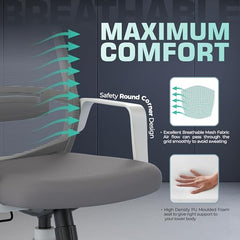 Da URBAN® Dysen Office Chair, High Back Mesh Ergonomic Home Office Desk Chair with 1 Year Warranty,Tilt Lock Mechanism (Grey)