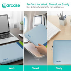 AirCase Protective Laptop Bag Sleeve fits Upto 15.6" Laptop/MacBook, Wrinkle Free, Padded, Waterproof Light Neoprene case Cover Pouch, for Men & Women, Blue- 6 Months Warranty