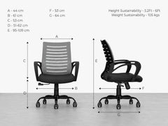CELLBELL Desire C104 Mesh Mid Back Chair | Ergonomic Office, Study, Revolving, Computer Chair for Work from Home Heavy Duty Metal Base, Seat Height Adjustable (Black)