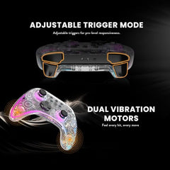 Cosmic Byte Stellaris Controller, 3 Modes Wifi + Bluetooth + Wired for PC, iOS, Android, Hall Effect Trigger and Upgraded TMR Joystick, Macros, 1000mAh Battery, RGB LED, Software Support (Black)