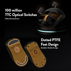 Cosmic Byte Aether Tri-Mode Wireless Gaming Mouse | 2.4GHz + Bluetooth + Wired | Pixart PAW3311 Sensor | 12000 DPI | 1000Hz Polling | 55g | 100M TTC Optical Switches | Replaceable Battery (Black)