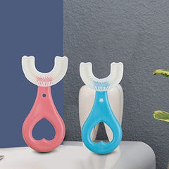 MOMISY U Shaped Toothbrush for Kids Manual Whitening Toothbrush Silicone Brush Head for Kids Children Infant Toothbrush For 2-6 Years Mouth-Cleaning (Heart Design) (Multicolor, Pack of 2)