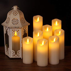 Flameless LED Pillar Candle Set of 2 | Acrylic Fiber Glass | Dancing Faux Wick | Remote Control with Battery Operated 3 AA | Home Décor & Gifting | 3" D x 6" H | Red