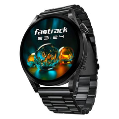 Fastrack MYND 1.93” AMOLED Display Smart Watch for Men & Women with AI Watch Faces,AI Chat,Offline Voice Commands,Curved Metallic Design,Functional Crown,BT Calling, Health Suite,100+ multisport modes