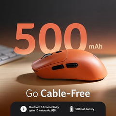 Acer PopGo Wireless Mouse | 2.4G + BT5.4 Dual Mode | 500mAh Rechargeable Battery | Adjustable DPI up to 6400 | Silent Click | 6 Buttons+Scroll Wheel | 10m Range | Windows & Mac Compatible – Orange