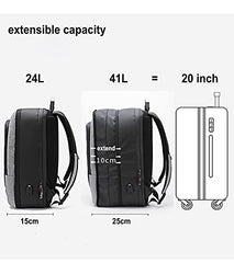 Arctic Hunter Travel Backpack 180° Opening Clothing Pocket 17-inch Laptop Compartment 41L Expandable Design 3 in 1 Convertable Bag Water-resistant Multiple Pockets USB Charging Port