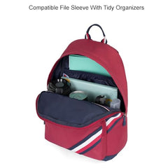 Tommy Hilfiger Unisex Roselle Plus 20L Laptop Backpack - Burgundy & Navy with Trolley Strap - Ideal for College, Work & Travel
