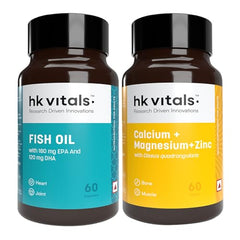 hk vitals Omega 3, 60 Fish Oil Capsules + Multivitamin, 60 Tablets | 1000mg Omega 3 with 180mg EPA and 120mg DHA | For Brain, Heart, and Joints Health
