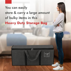 Kuber Industries 2 Pcs Blankets/Clothes Storage Bag | Heavy Duty Nylon 1680 Denier Underbed Storage Bag | Moving Bags with Strong Handle | Moisture Proof | Red & Blue