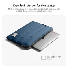 DailyObjects Large Stria Portable Laptop Sleeve | Durable Polyester |Compatible with Laptop/MacBook Air/Pro Upto 16 Inch |Lightweight Water Resistant Fabric |Padded Compartment with Zip Closure- Grey