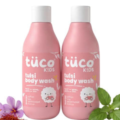 Tuco Kids Body Wash for Kids, With Saffron & Tulsi, Natural Baby Wash-300ml | Gently Cleanses, Soothes & Nourishes Skin, With Sandalwood Oil, SLS, Sulphate & Paraben Free, Gentle Baby Body Wash For Bath