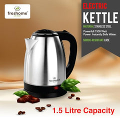 FRESHOME Electric Multipurpose Kettle 1.2L, 600W, with Stainless Steel Body, Egg Rack, Grill Rack, 3 Heating Modes & Rapid Boil Technology, Boiling Water, Tea, Coffee, Oats, Noodle, Soup (Silver)