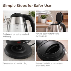 Lifelong ISI Certified Electric Kettle 1.5L with Stainless Steel Body,1500 W Easy and Fast Boiling of Water for Instant Noodles, Soup, Tea etc. (1 Year Manufacturer's Warranty, Silver, LLEK23)