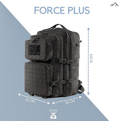 TRIPOLE Force Plus Tactical Army 50 Litre Bag & Backpack with Laser-cut MOLLE (50 Litres Black)