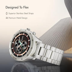 Fastrack MYND 1.93” AMOLED Display Smart Watch for Men & Women with AI Watch Faces,AI Chat,Offline Voice Commands,Curved Metallic Design,Functional Crown,BT Calling, Health Suite,100+ multisport modes