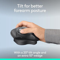 Logitech MX Ergo S Advanced Wireless Trackball Mouse with Free Adobe Subscription, USB-C Rechargeable Wireless Ergonomic Mouse with Bluetooth and Encrypted Dongle, 6 Programmable Buttons, for PC/Mac