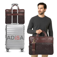 ADISA Laptop Bag for Men - Faux Leather Office Messenger Briefcase with Laptop Compartment for Work, Business, Corporate & Professional Use (LB6056)