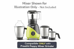 WONDER STAR Mixer Grinder Jar 1 Litre | Compatible with Preethi Peppy, Peppy Pro & Peppy Plus | Stainless Steel Jar | 4 Teeth Coupler | PP Lid | Heavy Duty ABS Base