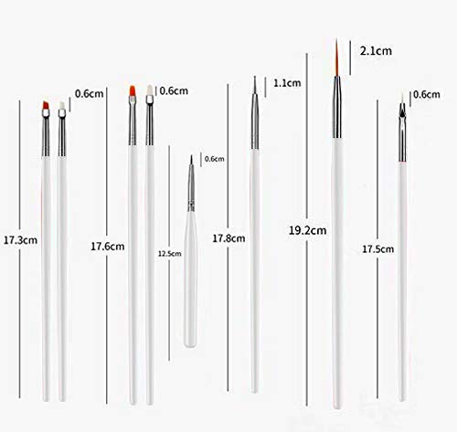 SYGA 15pcs Acrylic Nail Art Design Painting Tool Pen Polish White Nail Brush Set