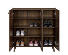 DeckUp Milo Engineered Wood 3-Door Shoe Rack (Walnut, Matte Finish)