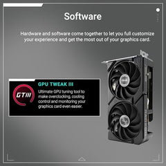 ASUS Dual Radeon RX 9060 XT 8GB GDDR6 Graphics Card, PCIe 5.0, HDMI 2.1b, DisplayPort 2.1a, 2.5-Slot Design, Axial-tech Fan Design, 0dB Technology