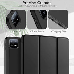 Robustrion Cover for Xiaomi Mi Pad 8/8 Pro/Xiaomi Pad 7/7 Pro 11.2 inch Cover Case with [Pencil Holder], Trifold Flip Case Cover for Xiaomi Pad 7/8 Cover [Auto Sleep Wake] - Black