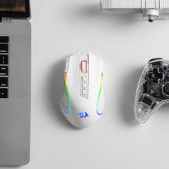 Redragon M612AK PRO RGB Gaming Mouse, 8000 DPI Wired/Wireless Optical Mouse with 9 Programmable Buttons & 7 Backlit Modes, BT & 2.4G Wireless, Software Supports DIY Keybinds Rapid Fire Button