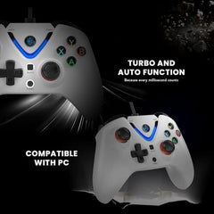 Cosmic Byte ARES Wireless Controller for PC, Hall Effect Joystick & Triggers, Dual Vibration, Backit ABXY Buttons, Turbo, Auto Turbo (White)
