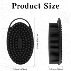 MOMISY 2-in-1 Silicone Body and Shampoo Brush, Exfoliating Bath Scrubber, Scalp Massager with Flat Head (Black)