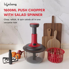 Lifelong Push Chopper 650ml | Compact and Efficient Vegetable, Onion, and Garlic Chopper, Essential Manual Kitchen Cutter for Quick and Easy Food Preparation, Ideal for Small Kitchens and Meal Prep