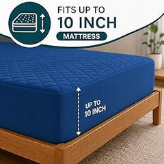 La Verne 100% Waterproof Premium Cotton Feel Mattress Protector Queen Size 78 x 60 Inches | Breathable and Hypoallergenic Ultra Soft Fitted Bed Protector Cover