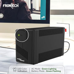 FRONTECH UPS Force Static Converter - 600VA/360W | 12V/7Ah Lead Acid Battery, Maintenance Free Battery, LED Indicator, Power Backup & Protection for Home/Office PC and Desktop (2569 - Black)