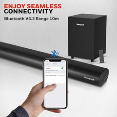 Honeywell Moxie V500 10W Portable USB Wired Soundbar, Speaker for PC,Desktop and Laptop with Volume Control and 3.5 mm AUX,2.0 Channel,52mmX2 Drivers,Plug &Play,2 Yrs Maufacuturer Warranty