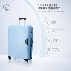 HRX Parabola 3-Piece Luggage Set Intergallcatic Grey Polypropylene Hard Shell Suitcase Set - Premium Travel Trolley Bags with 8 Spinner Wheels, Number Lock & Water Resistant Body