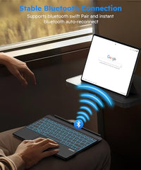 Bucewkde Surface Pro Keyboard for 3/4/5/6/7/7Plus 12.3 Inch, Ultra-Slim Wireless Bluetooth Surface Keyboard with Palm-Rejection Trackpad, 7-Color Backlit, Sleep/Wake Function, Long Battery Life