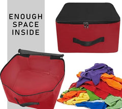Storite 2 Pack Nylon Wardrobe Bag Underbed Cloth Storage Organizer | Moisture Proof Storage Bag, Storage box for Clothes Saree Bags, Zippered Closure & Handle - Magenta,37x34x23 cm