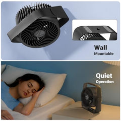 Zebronics Heat Buster 300, Portable Desk Fan, Upto 13h Backup, 3600mAh Rechargeable Battery, 360° Rotatable fan, 4 Speed + 1 Breeze Mode, Wall-Mountable, for Travel, Office, Home (Black)
