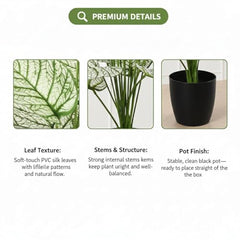 GARDEN GYANI Artificial Areca Palm Plant with Black Pot – 145 cm Tall Faux Tropical Decorative Plant with 35 Leaves for Home, Office & Living Room Décor