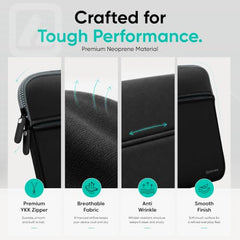 AirCase 6 Pocket Neoprene Laptop Sleeve for 11-13.3 Inch Laptops | Waterproof Laptop Cover Bag | Case with Charger & Accessory Pockets | for MacBook Air, Chromebook & Small Laptops | Black