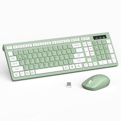 Wireless Keyboard and Mouse Combo, Full-Sized Wireless Keyboard and Adjustable DPI Mouse, 2.4GHz USB Receiver, Keyboard and Mouse for PC, Windows, Desktop, Laptop (Orange-B)